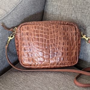 Clare V Midi Sac Crossbody Bag - Cuoio Croc Embossed Leather